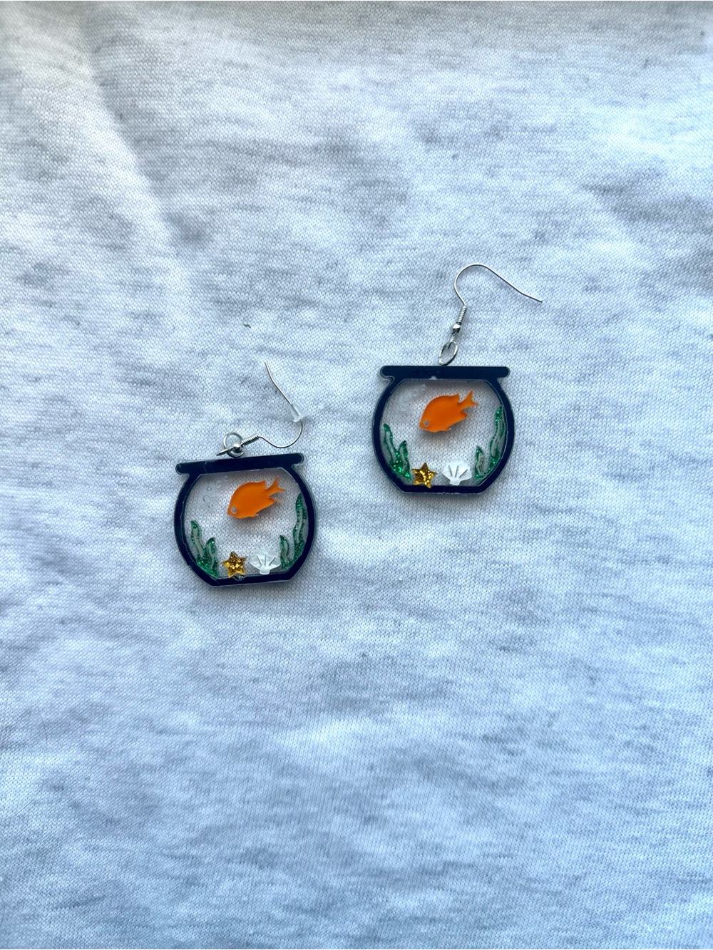 Fishbowl Earrings with Orange Fish Earrings